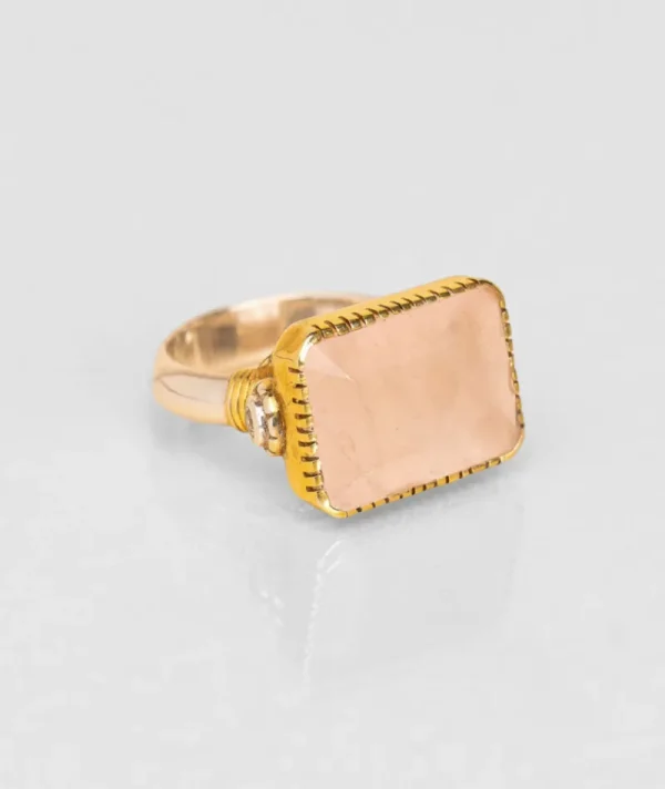 Bague Art Déco Crystal QUARTZ ROSE^Une A Une Hot