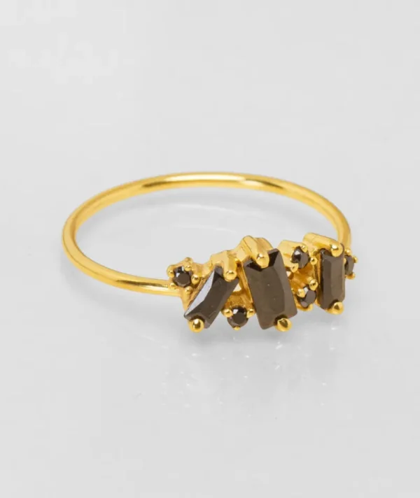 Bague crystal multi noir^Une A Une Hot