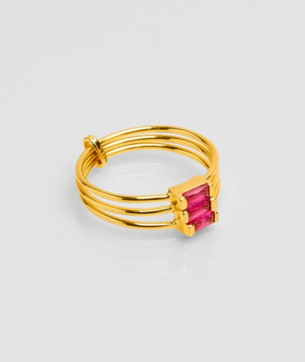 Bague Crystal Triple Fuchsia^Une A Une Outlet