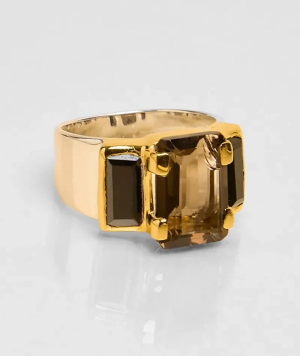 Bague Osiris Quartz Fumé-Onyx^Une A Une Online