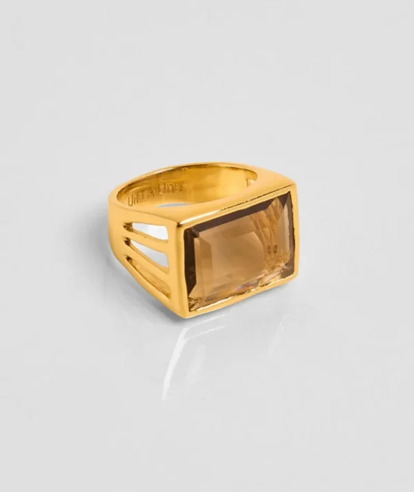 Bague Pondichery Rectangle Quartz Fumé^Une A Une Hot