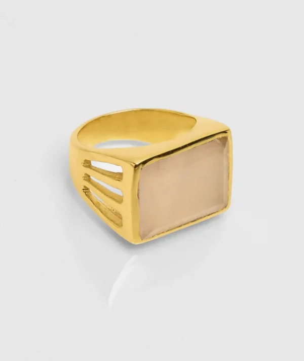 Bague Pondichery Rectangle Quartz Rose^Une A Une Discount