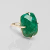 Bague Rectangle Argent Émeraude^Une A Une Fashion