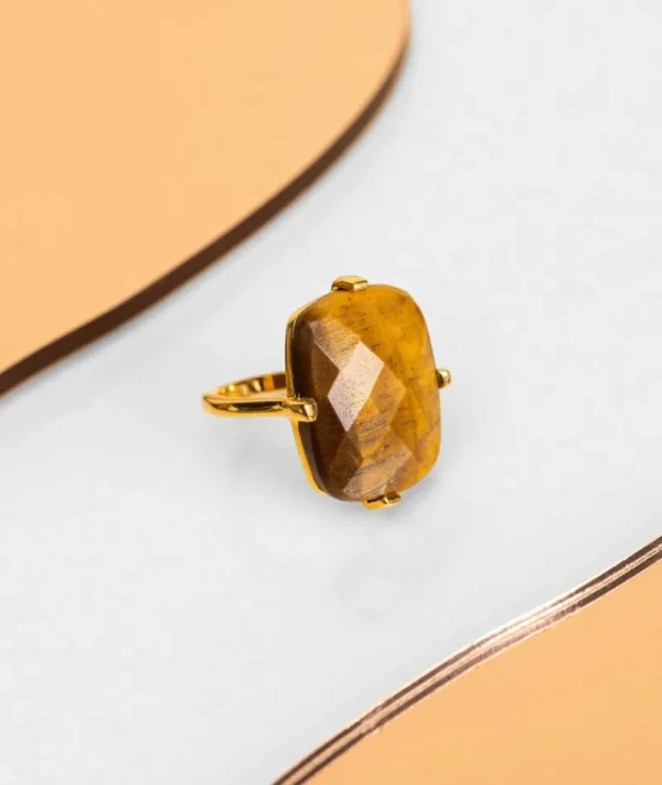 Bague Rectangle Œil De Tigre^Une A Une Discount