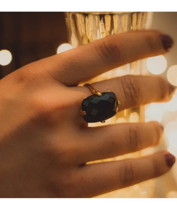 Bague Rectangle Onyx Noir^Une A Une Discount