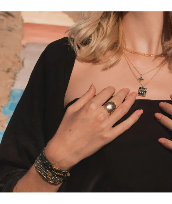 Bague Rectangle Pyrite^Une A Une Fashion
