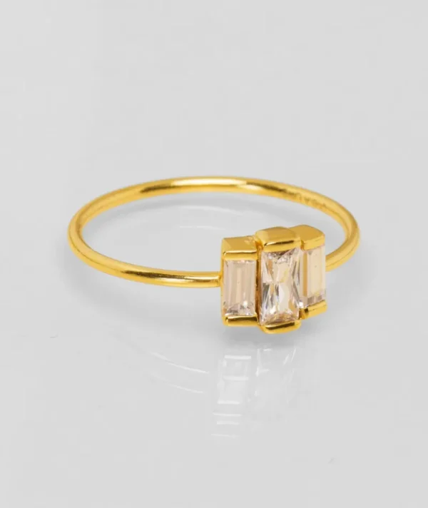 Bague trois crystal blanc^Une A Une Best
