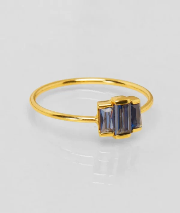 Bague trois crystal bleu saphir^Une A Une Discount
