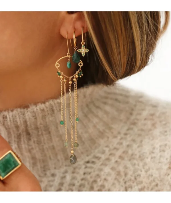 Boucles d'oreilles Goutte Emeraude^Une A Une Hot