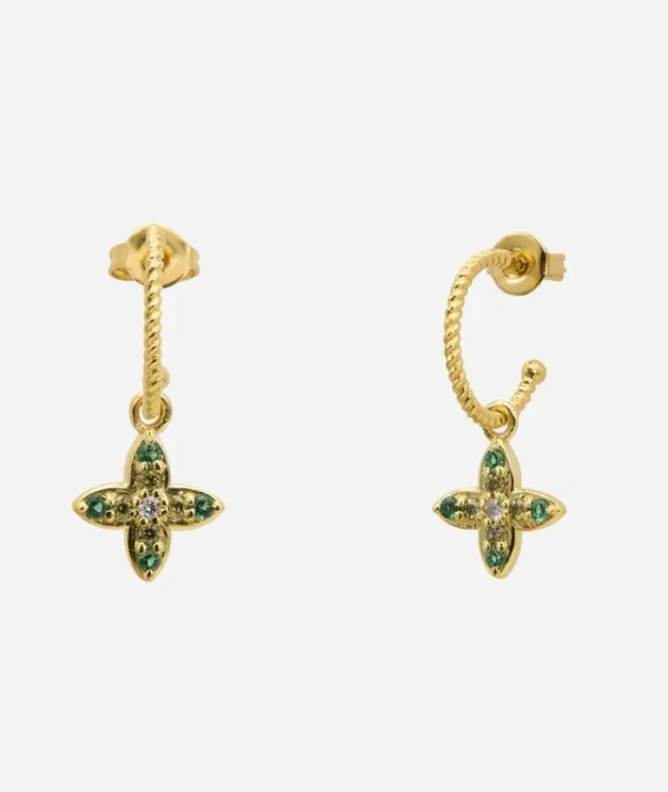 Boucles d'oreilles Inde Flower Vert^Une A Une New
