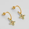 Boucles d'oreilles Inde Flower Bleu^Une A Une Discount