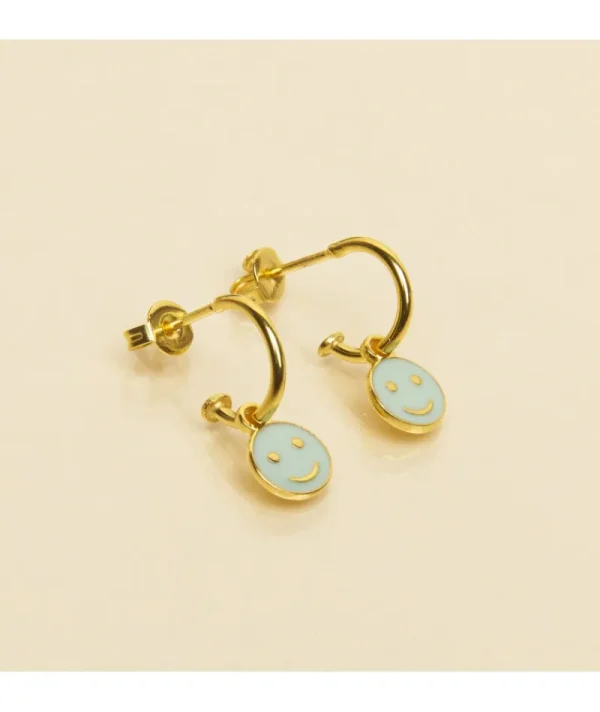 Boucles Smiley Bleu Ciel^Une A Une Hot