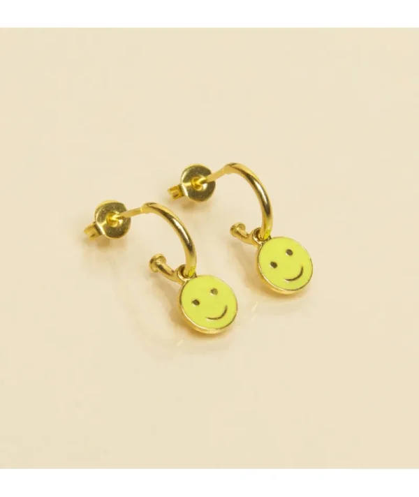Boucles Smiley Jaune Fluo^Une A Une Fashion