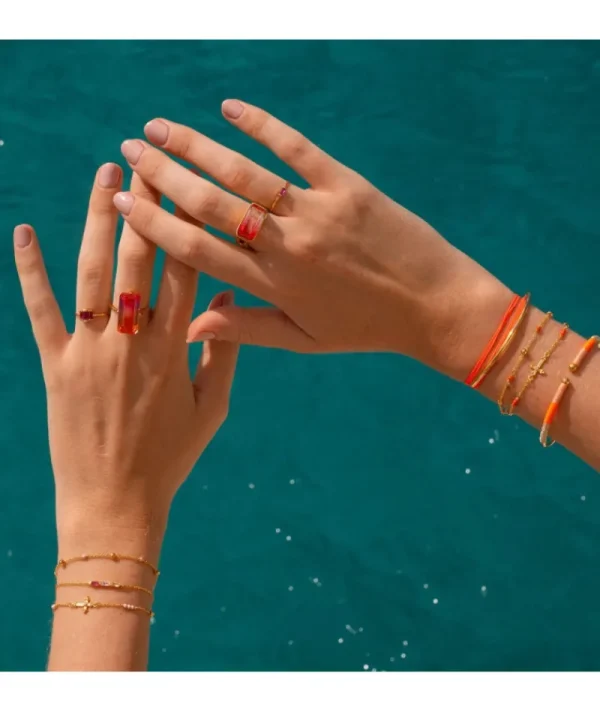 Bracelet Goa Croix Agate Blanche^Une A Une New