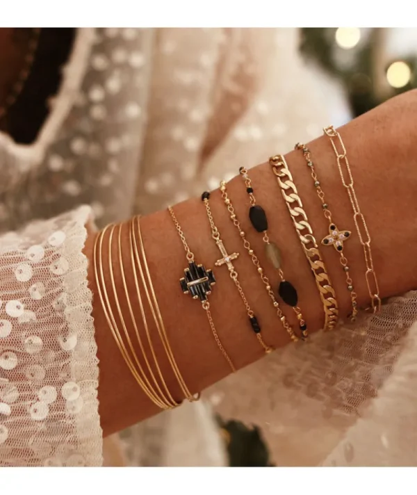 Bracelet Goa Croix Onyx Noir^Une A Une Clearance
