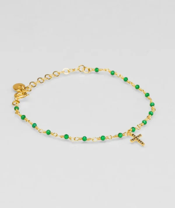 Bracelet inde croix emeraude^Une A Une Online