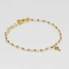 Bracelet inde croix pyrite^Une A Une Fashion