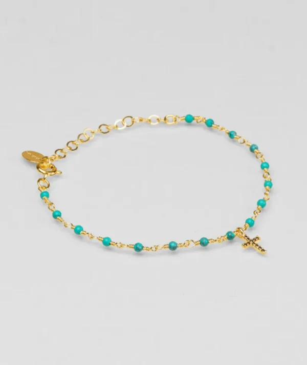 Bracelet inde croix turquoise^Une A Une Hot