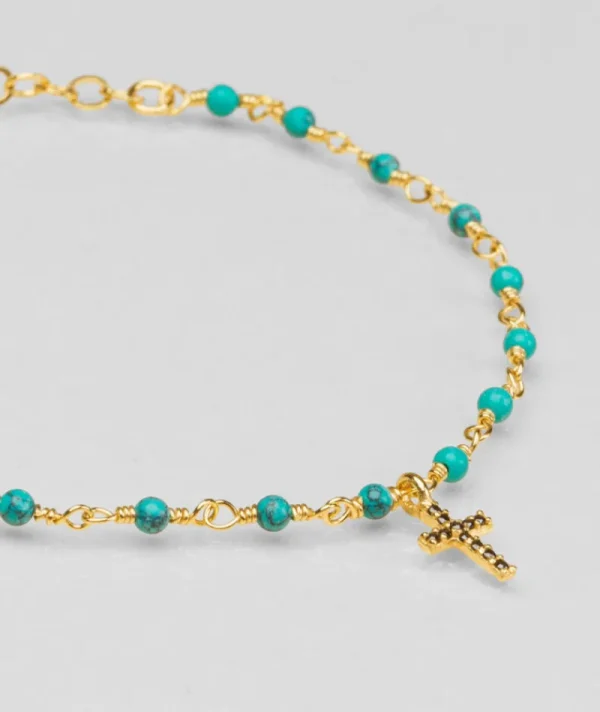 Bracelet inde croix turquoise^Une A Une Hot