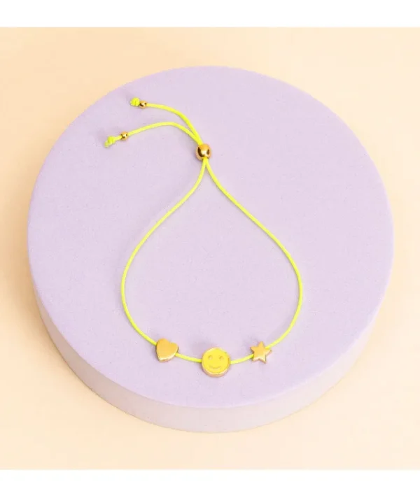 Bracelet Smiley Jaune Fluo^Une A Une Sale