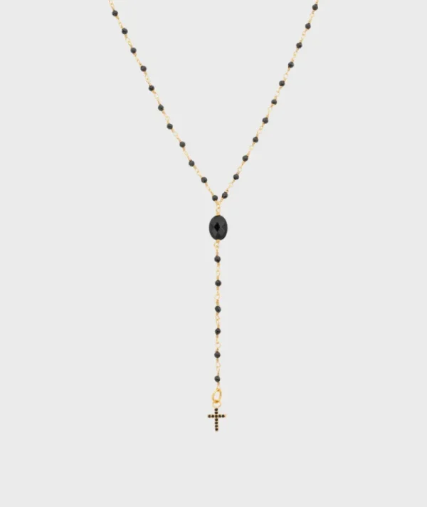 Chapelet croix noir^Une A Une Discount