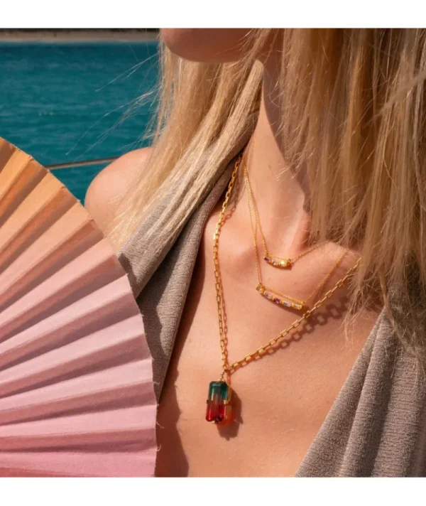 Collier Baguette 3 Crystal Rose^Une A Une Sale