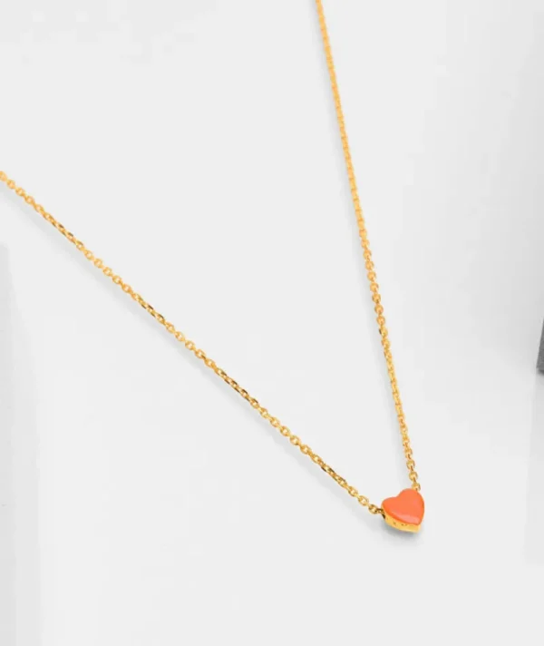 Collier coeur orange fluo^Une A Une Fashion