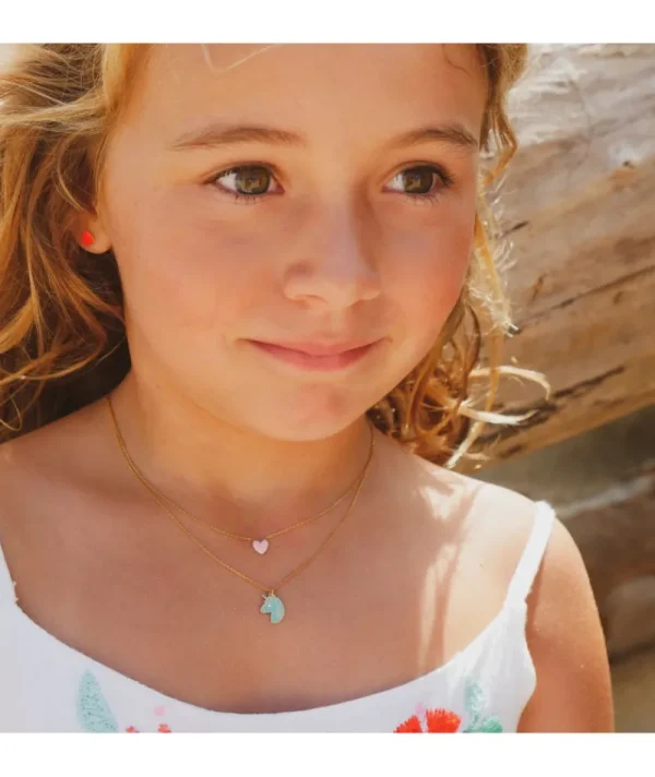 Collier coeur orange fluo^Une A Une Fashion