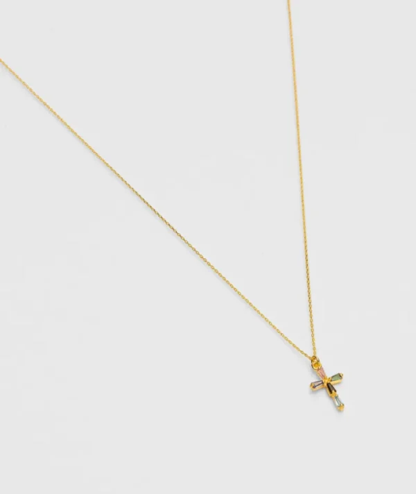 Collier Croix Zircons Multi^Une A Une Hot