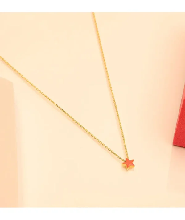 Collier etoile orange fluo^Une A Une Best