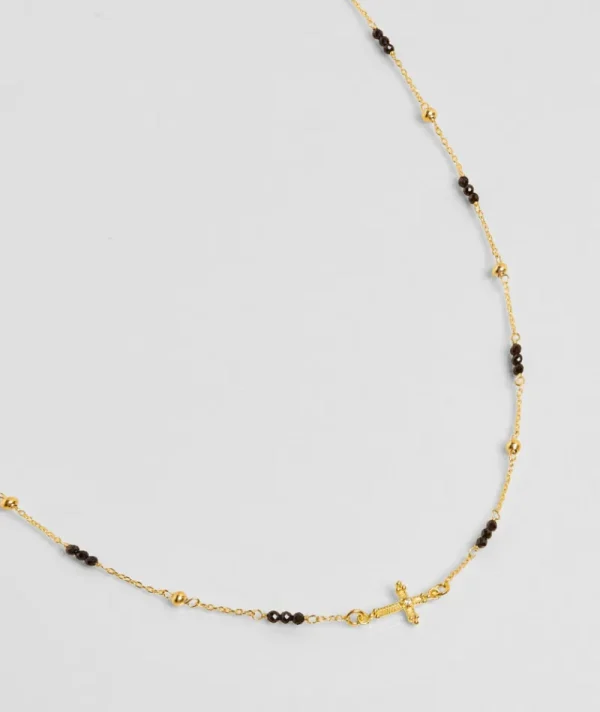 Collier Goa Croix Onyx Noir^Une A Une Sale