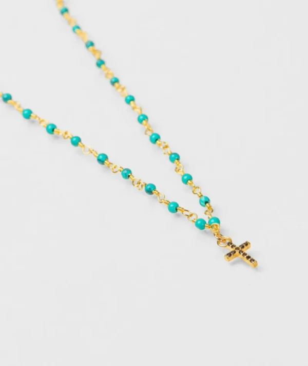 Collier inde croix lagon turquoise^Une A Une Best