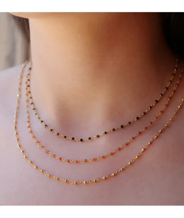 Collier inde noir brillant^Une A Une New