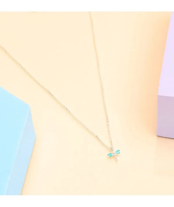 Collier libelulle argent turquoise^Une A Une Clearance