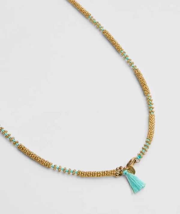 Collier Mala Pompon Aqua^Une A Une Hot
