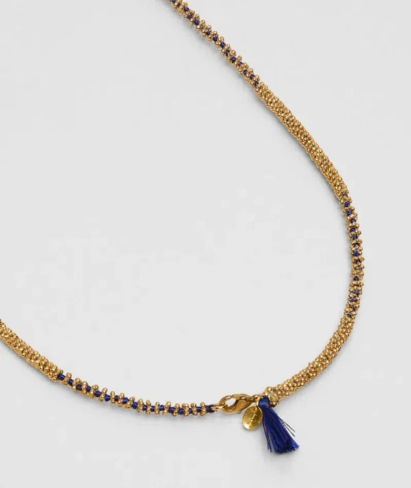 Collier Mala Pompon Bleu^Une A Une Hot