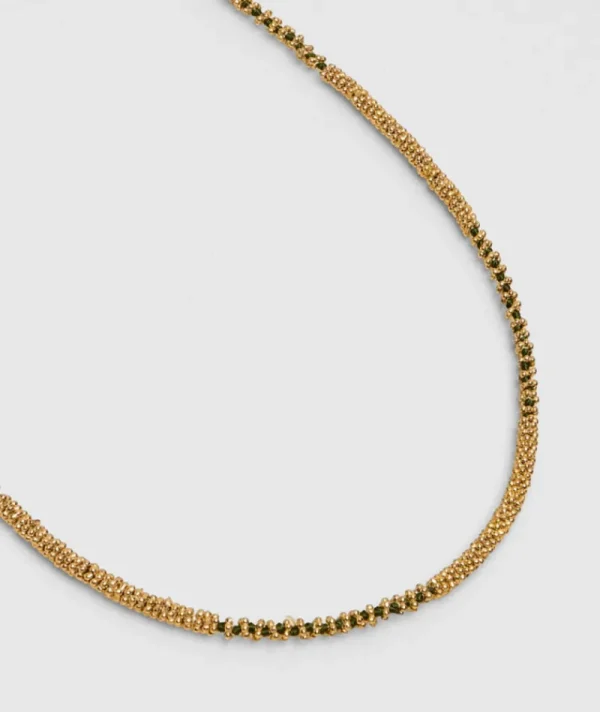 Collier Mala Pompon Kaki^Une A Une New