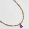 Collier Mala Pompon Mauve^Une A Une Outlet