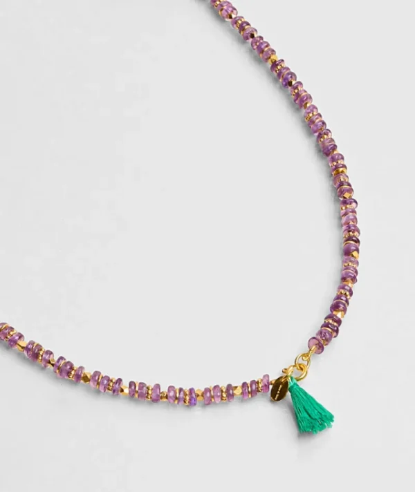 Collier Mala Pompon Pierre Améthyste^Une A Une Clearance