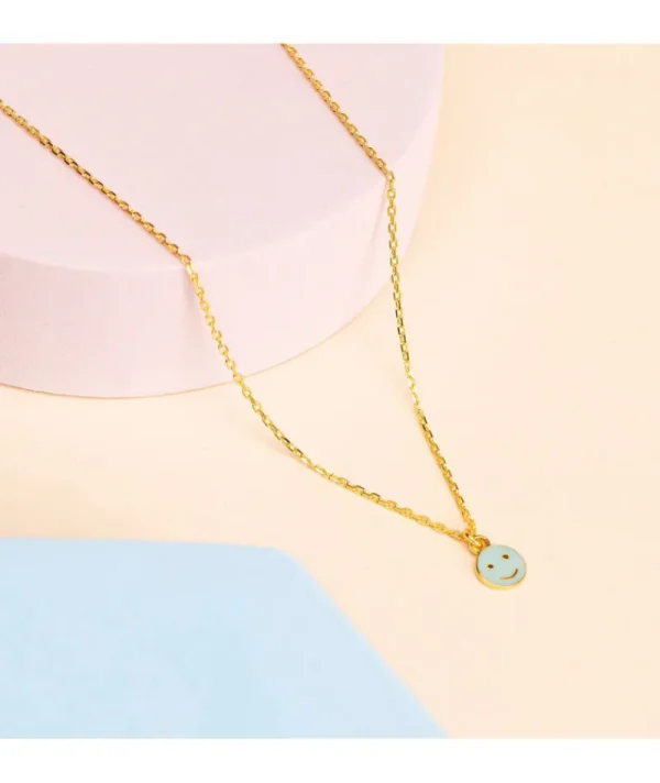Collier Smiley Bleu Ciel^Une A Une Sale