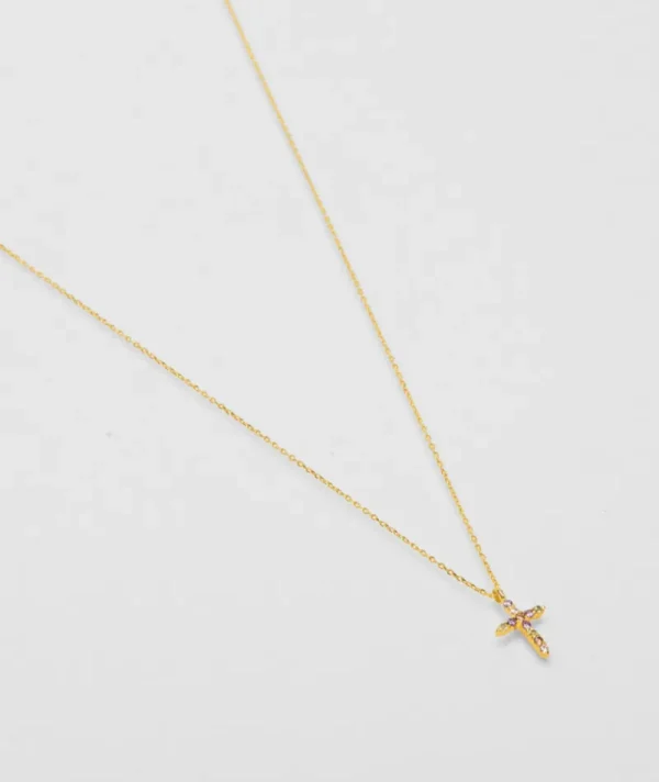 Collier Tatoo Croix Rose^Une A Une Sale
