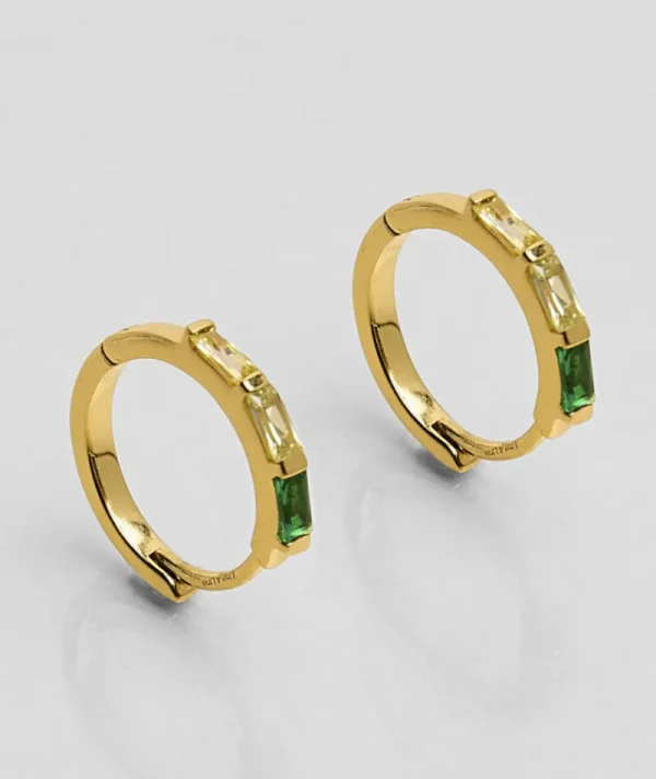 Créoles baguette Crystal Vert^Une A Une Clearance