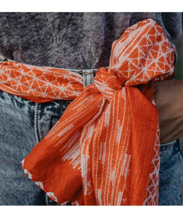 Foulard soie corail^Une A Une Fashion