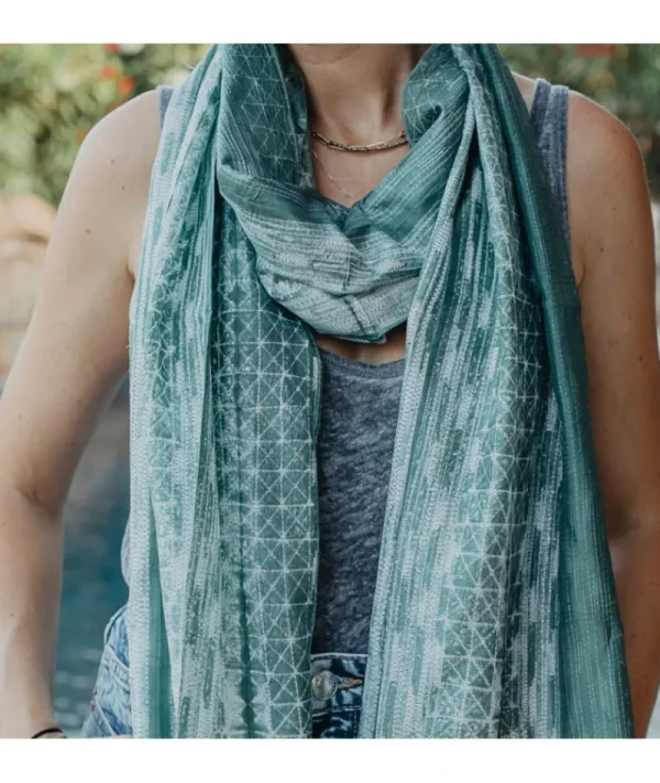 Foulard soie vert^Une A Une Outlet