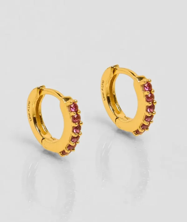 Mini Créoles Zircons Fuchsia^Une A Une Outlet