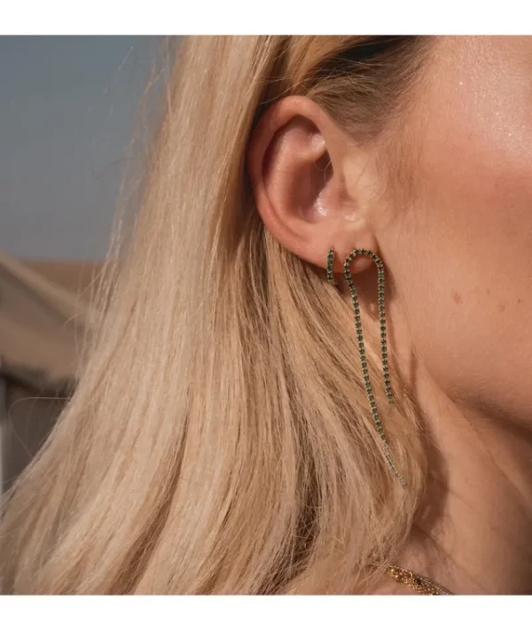 Mini Créoles Zircons Vert^Une A Une Discount