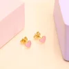 Puces D'oreilles Coeur Rose^Une A Une New