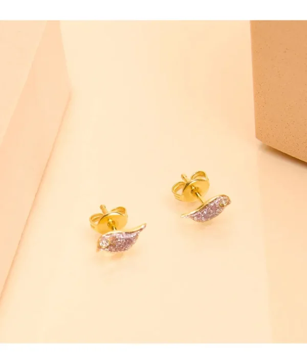 Puces d'oreilles oiseau paillette rose^Une A Une Best
