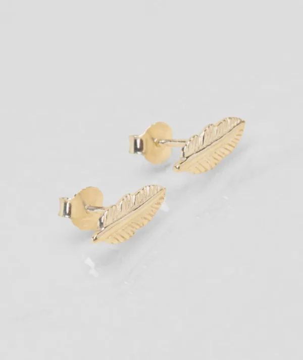 Puces d'oreilles plumes argent^Une A Une Fashion