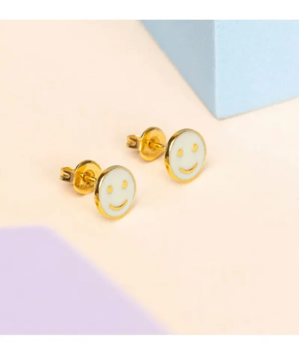 Puces D'oreilles Smiley Bleu Ciel^Une A Une Sale